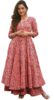 Standard Generic Arayna Women's Cotton Printed Anarkali Kurti with Palazzo Pants Set, Floral