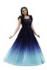 Georgette Ankle Length Dual Shaded Flared Embroidered Gown