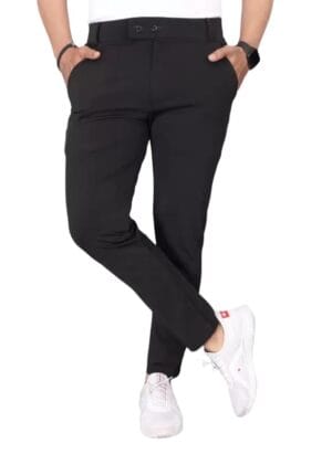 GIBBONTE Men's Lycra Blend Trousers - Stretchable, Comfortable, Slim Fit, Casual, Formal, Office Wear Pants