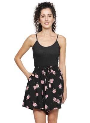 B STORIES Women's Viscose Printed Culotte Shorts