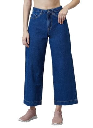 AKA CHIC Women Wide Leg High Rise Cotton Non Stretchable Jeans