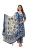 Women's Cotton Printed Straight V-Neck Kurta Pant With Dupatta