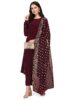 FIORRA Women's Maroon Poly Crepe A-Line Kurta Set With Dupatta