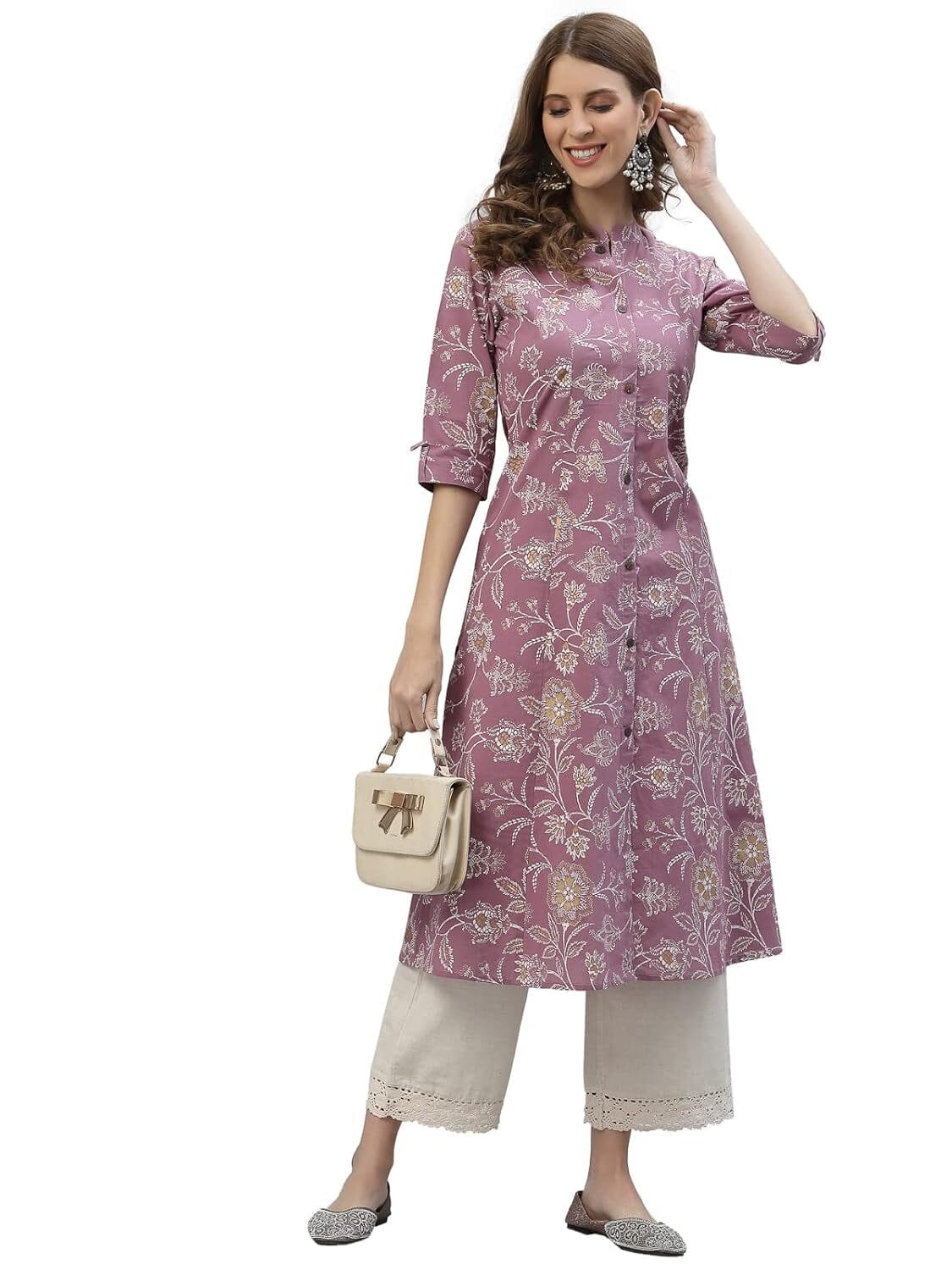 Stylum Women's Floral Print Rayon A-Line Kurta