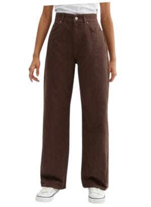 NUCOUTHS Women & Girls Solid High Waist Denim Stretchable Relaxed Fit Jeans (43_WD_Brown_F)