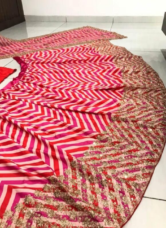 Collection Original Mirror Handwork Cotton Lehenga Choli With Laheriya Dupatta - Image 3