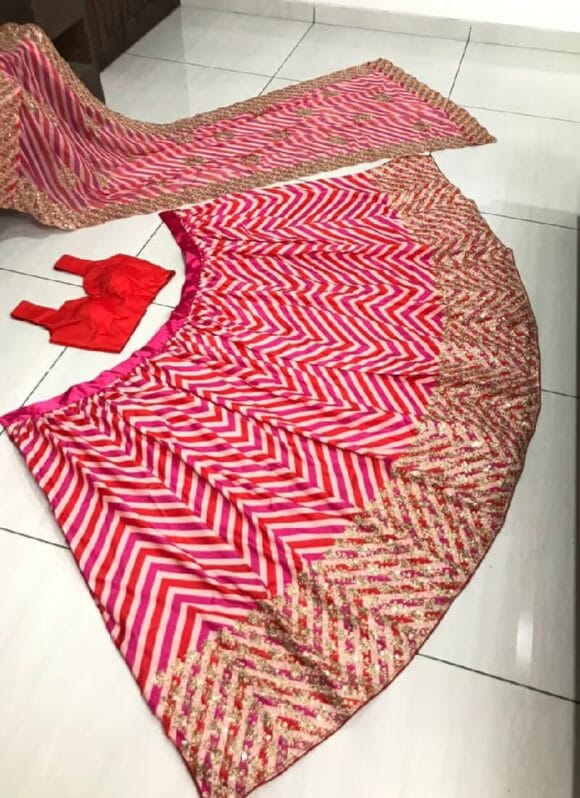 Collection Original Mirror Handwork Cotton Lehenga Choli With Laheriya Dupatta - Image 4