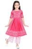 PRIME INTERNATIONAL DRESSES Cotton Blend Casual Printed Short Sleeves Long Kurta and Pallazzo Set for Girls Kids