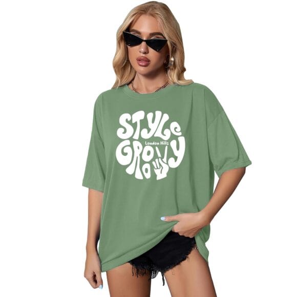 Women's Casual Printed Round Neck, Oversized Longline Drop Shoulder Boho Style T-Shirt