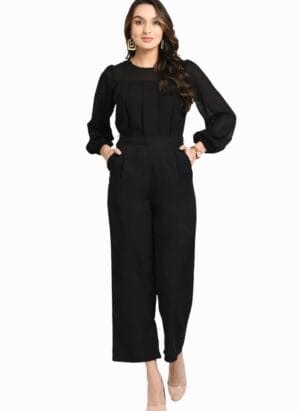 V&M Full Sleeve Pleated Jumpsuit for Women