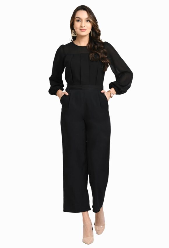 V&M Full Sleeve Pleated Jumpsuit for Women