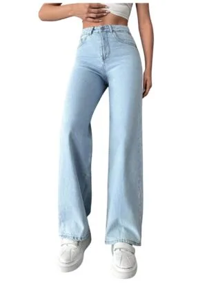 NUCOUTHS Women's & Girls' Solid High Waist Denim Stretchable Relaxed Fit Jeans (NUC-475_WD_ICE_2Z)