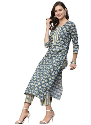 Women'S Cotton Blend Kurta With Pant