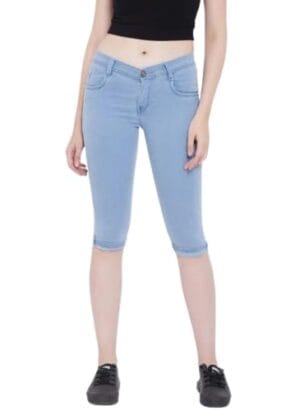 PIESTAR Women Denim Capri Stretchable Jeggings caprese Slim Fit Mid Rise Jeans Capri for Women & Girls