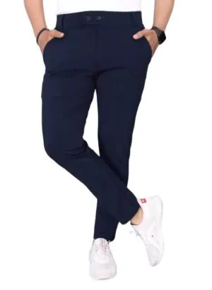 GIBBONTE Men's Lycra Blend Trousers - Stretchable, Comfortable, Slim Fit, Casual, Formal, Office Wear Pants