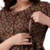 Women's Maternity Cotton Kurti for Feeding Gown with Zipper Maxi Night Dress for Women