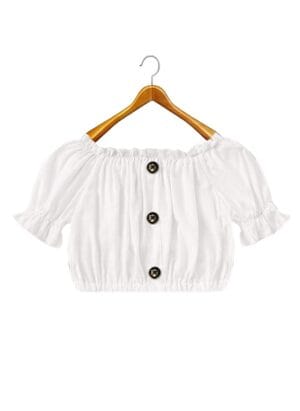 Jully Girls Casual Wear Crop Top (White)