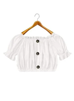 Jully Girls Casual Wear Crop Top (White)