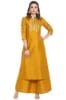 Mustard Silk Blend Foil Printed Kurta with Palazzo