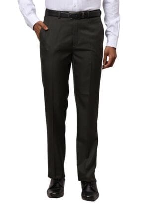 Raymond Men's Contemporary Fit Poly Viscose Blend Solid Pattern Flat Front Formal Trouser