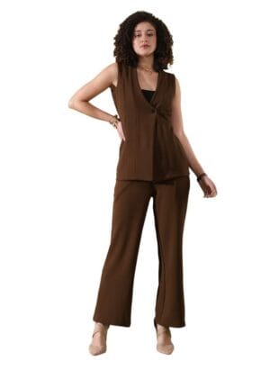 SIRIL Women's Co-ord Set Lycra Top and Trouser Pant Set | Two Piece Co ord Set | Formal Cord Set for Women