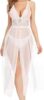 Standard Generic DVKA CREATIONS Women Lingerie Lace Babydoll V Neck Chemise Halter Mesh Nightwear Sexy Long Gown Lingerie Sheer Dress