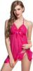 Standard Generic GLAMVERVE Women Lace Net Babydoll Lingerie Cross V-Neck Pleated Lingerie with Panty for Women