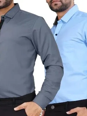 Pinkmint Cotton Soild Combo Men Shirt Formmal Wear Office Wear Regular Fit Shirt