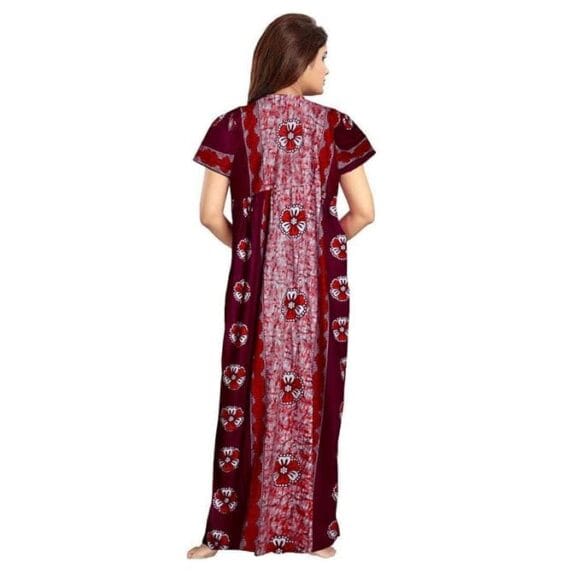 for Women Cotton Printed Maxi Gown Ankle Length Nighty Night Dress Gown for Women Maxi - Free Size (Pack of 2) - Image 4