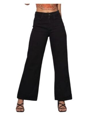 Zayla Women's Denim Wide Leg Jeans I Stretchable Full-Length High Waist Baggy Pants I Clean Solid Relaxed Fit Pant I Stylish & Trendy Look I for Office Party Home Girls & Women(CG-2)