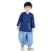 BownBee Ethnic Wear Cotton Kurta Dhoti Set for Boys, Front Open Horse and Giraffe Embroidered With Full Sleeves and V Neckline Ideal for All Festivals