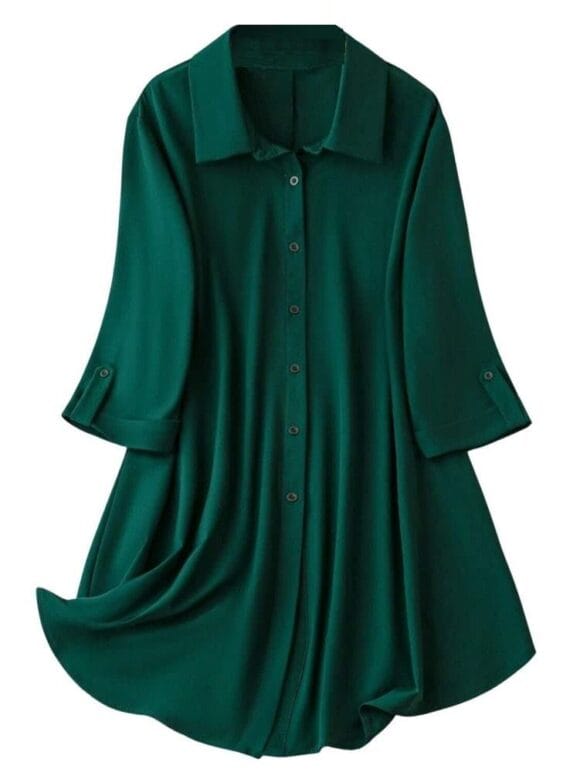 Leriya Fashion Western Dress || Rayon Solid Button Front Shirt Dress for Women || Roll Tab Sleeve & Collared Neck Flared Dress || Office || Summer Short Dresses for Women.