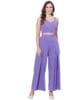 SIRIL Women's Co-ord Set Sweatheart Neck Solid Crepe Crop Top with Flared Plazzo Set | Top and Bottom Set