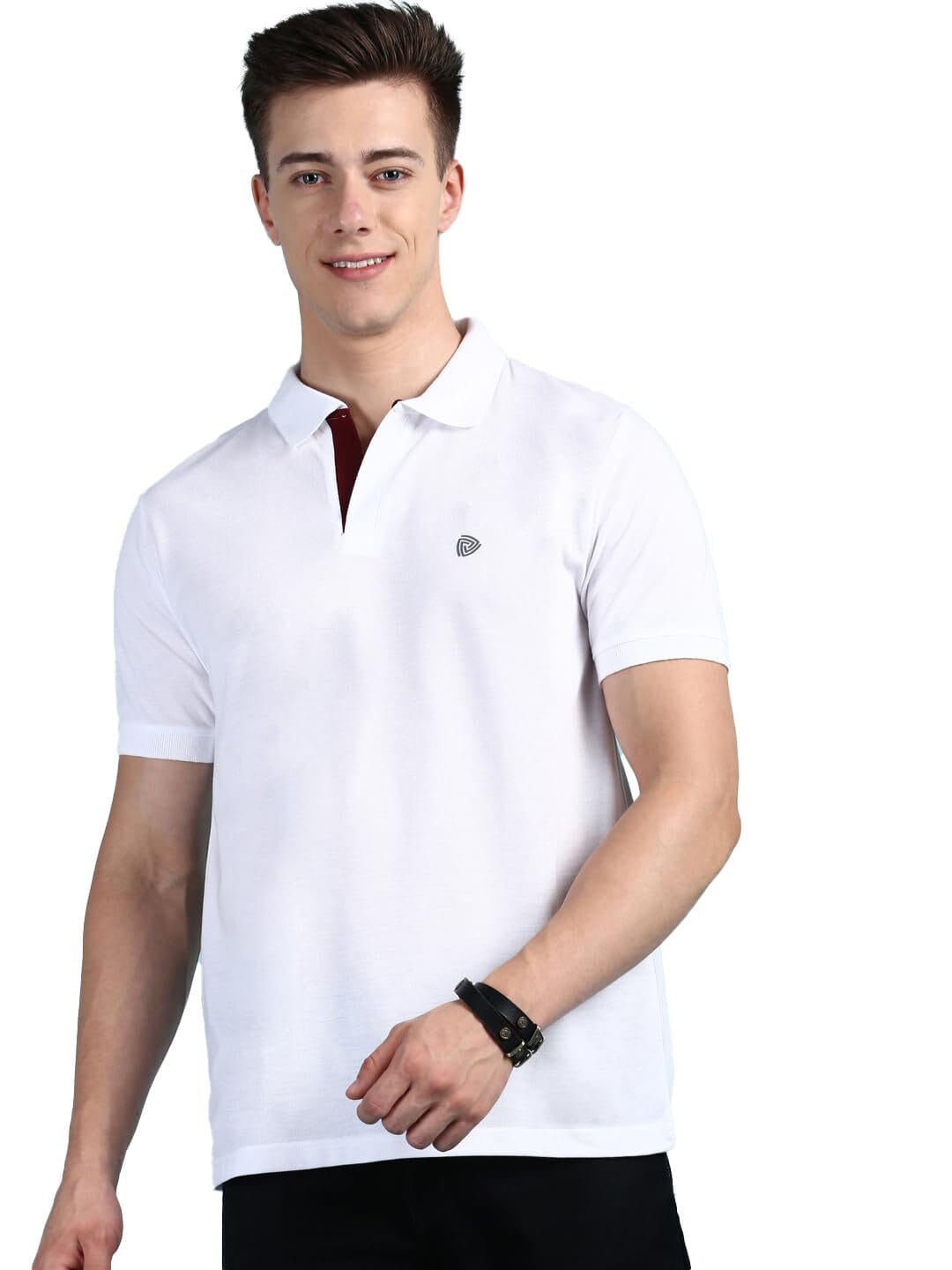 Lux Cozi Men's Regular Fit Polo Neck Half Sleeve Solid Casual T-Shirt | Polo T-Shirt for Men