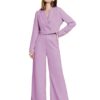 KOTTY Women's Solid Relaxed Fit Full Sleeve Co-ord Blazer and Trouser Set.