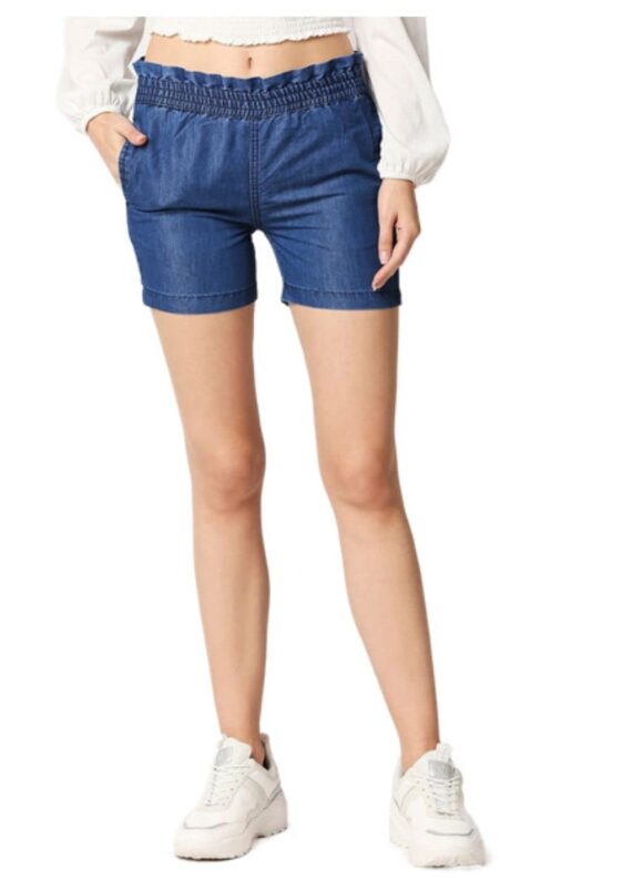 HIGH STAR Women Blue Washed Slim-Fit Denim Shorts