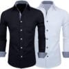 Fifth U Combo of Men's Solid Cotton Blend Regular Fit Full Sleeve Casual Shirt(Pack of 2)