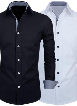 Fifth U Combo of Men's Solid Cotton Blend Regular Fit Full Sleeve Casual Shirt(Pack of 2)