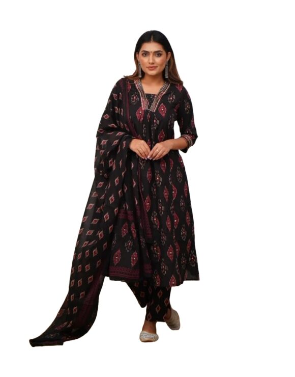 KLOSIA Women Printed A-Line Kurta and Pant Set With Dupatta | Kurta Set | Ethnic Set | Dupatta Set | Ethnic Set | Kurta Pant | Traditional Wear | Wedding Wear | Festive Suit |