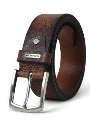BLACKHORN Full Grain Genuine Leather Belt for Men | Casual Leather Belt | Adjustable Size (28-48 Inches) | 1.5" Width | Gift Box Included