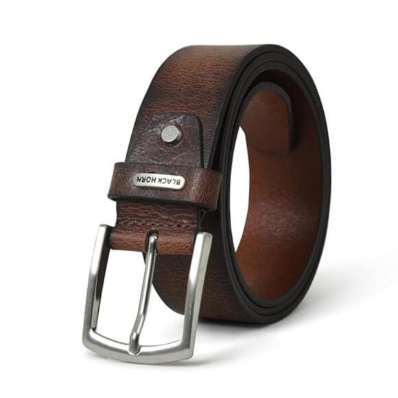 BLACKHORN Full Grain Genuine Leather Belt for Men | Casual Leather Belt | Adjustable Size (28-48 Inches) | 1.5" Width | Gift Box Included