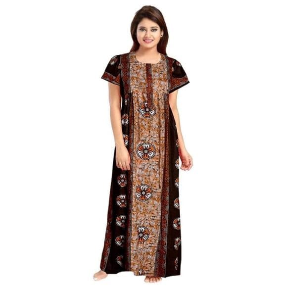 for Women Cotton Printed Maxi Gown Ankle Length Nighty Night Dress Gown for Women Maxi - Free Size (Pack of 2) - Image 5