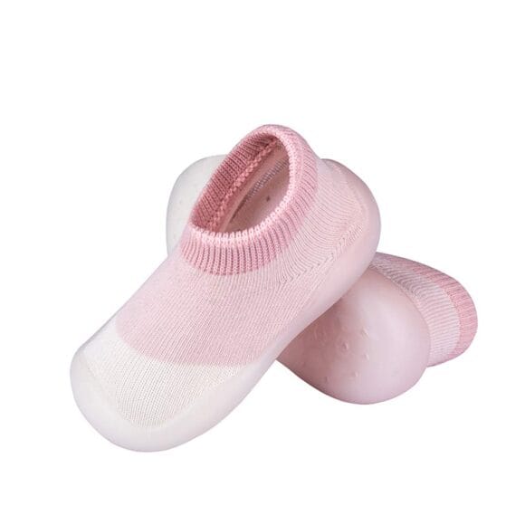 Non-Skid Sock Shoes Indoor Slipper Breathable Cotton Mesh Lightweight Sole Infant Boy Girls Kids Children, Pinkwhite, 6-9 Months Infant