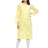 Ada Hand Embroidered Lucknowi Chikankari Straight Cotton Kurta Kurti for Women A133488