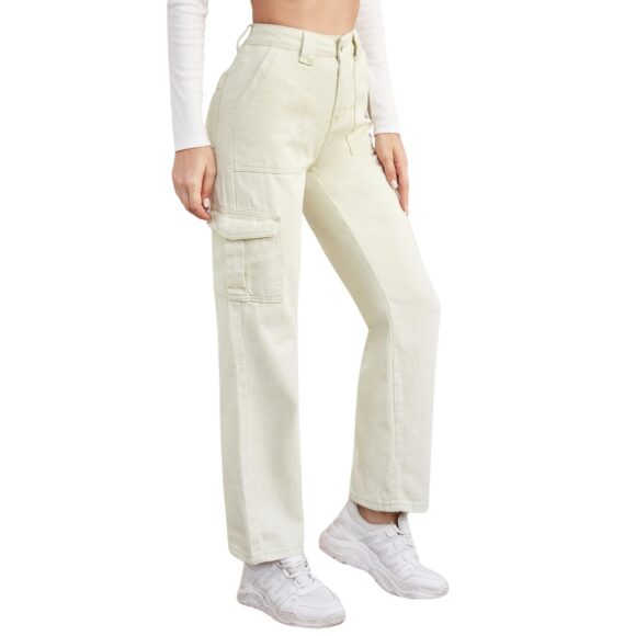 Standard Generic NU CLOTHS Women Cargo Flap Pocket Jeans -