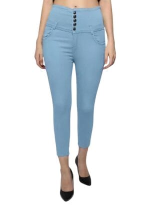 FASHION LOOKS Women's Denim Skinny Fit High Waist 5 Button Stretchable Ankle Length Jeans