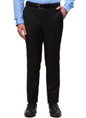 Raymond Men's Solid Pattern Slim Fit Polyester Blend Flat Front Formal Trouser