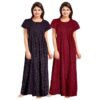 for Women Cotton Printed Maxi Gown Ankle Length Nighty Night Dress Gown for Women Maxi - Free Size (Pack of 2)