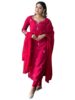 Naixa Women's Gajri Chanderi Silk Embroidered Straight Kurta with Chanderi Silk Pant and Chanderi Silk Laced Dupatta Sets