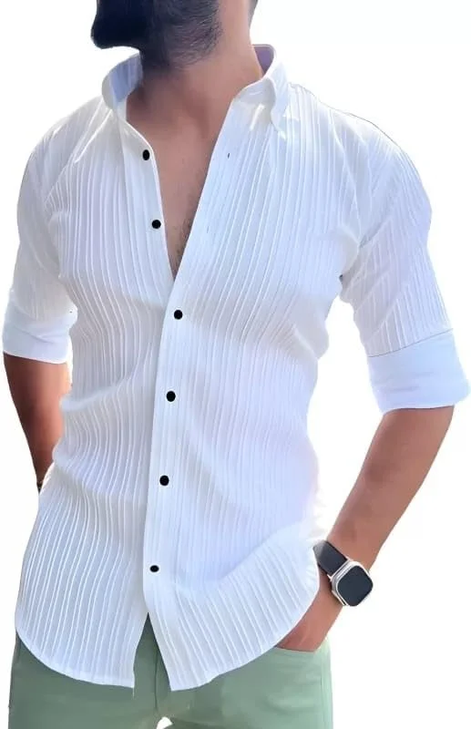 Standard Generic CRAFT HEAVEN Popcorn Cotton Shirts for Men Men Fancy Shirt || Men Full Sleeve Shirt || Plain Shirts for Men||Casual Button Down Shirts Long Sleeve Linen Shirt Fashion